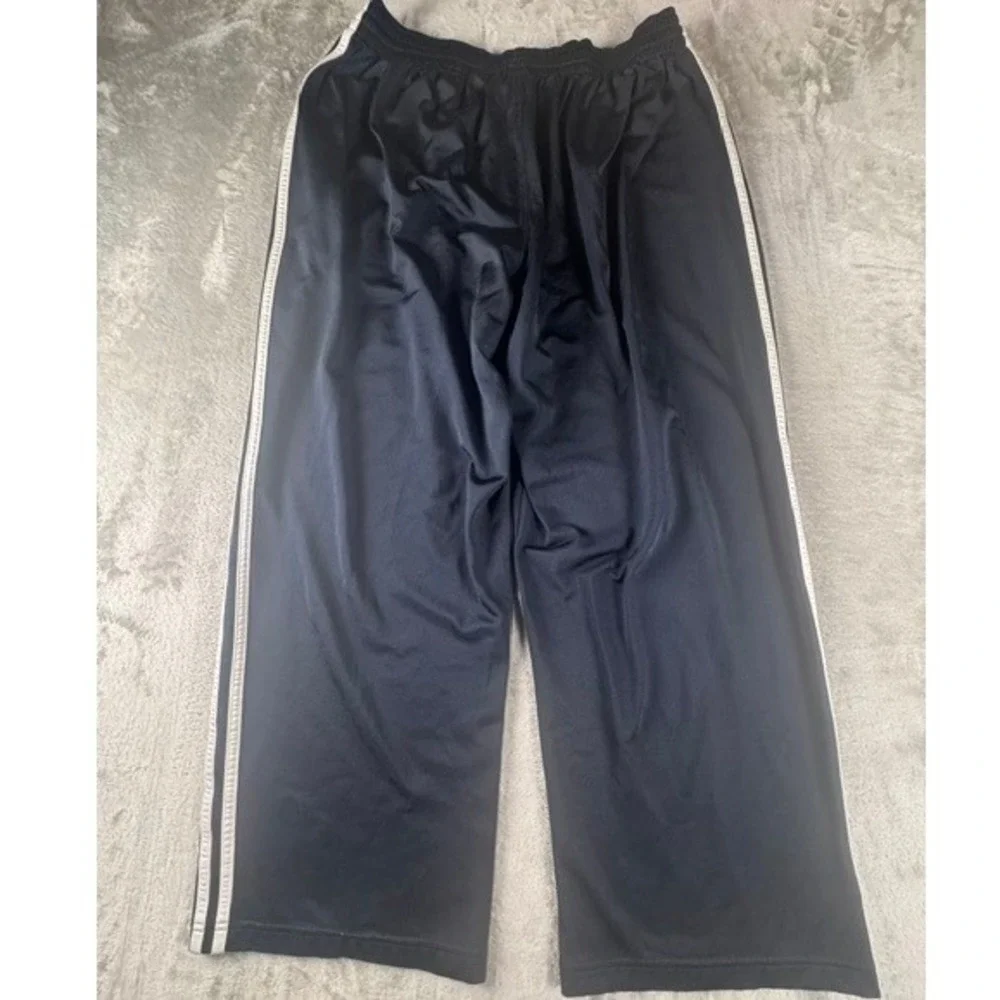Adidas Track Pants Mens XL Navy Blue 3-Stripe Wide Leg Athletic Drawstring 1745